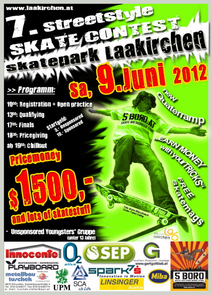 Der richtige Flyer zum Laakirchener Skatecontest