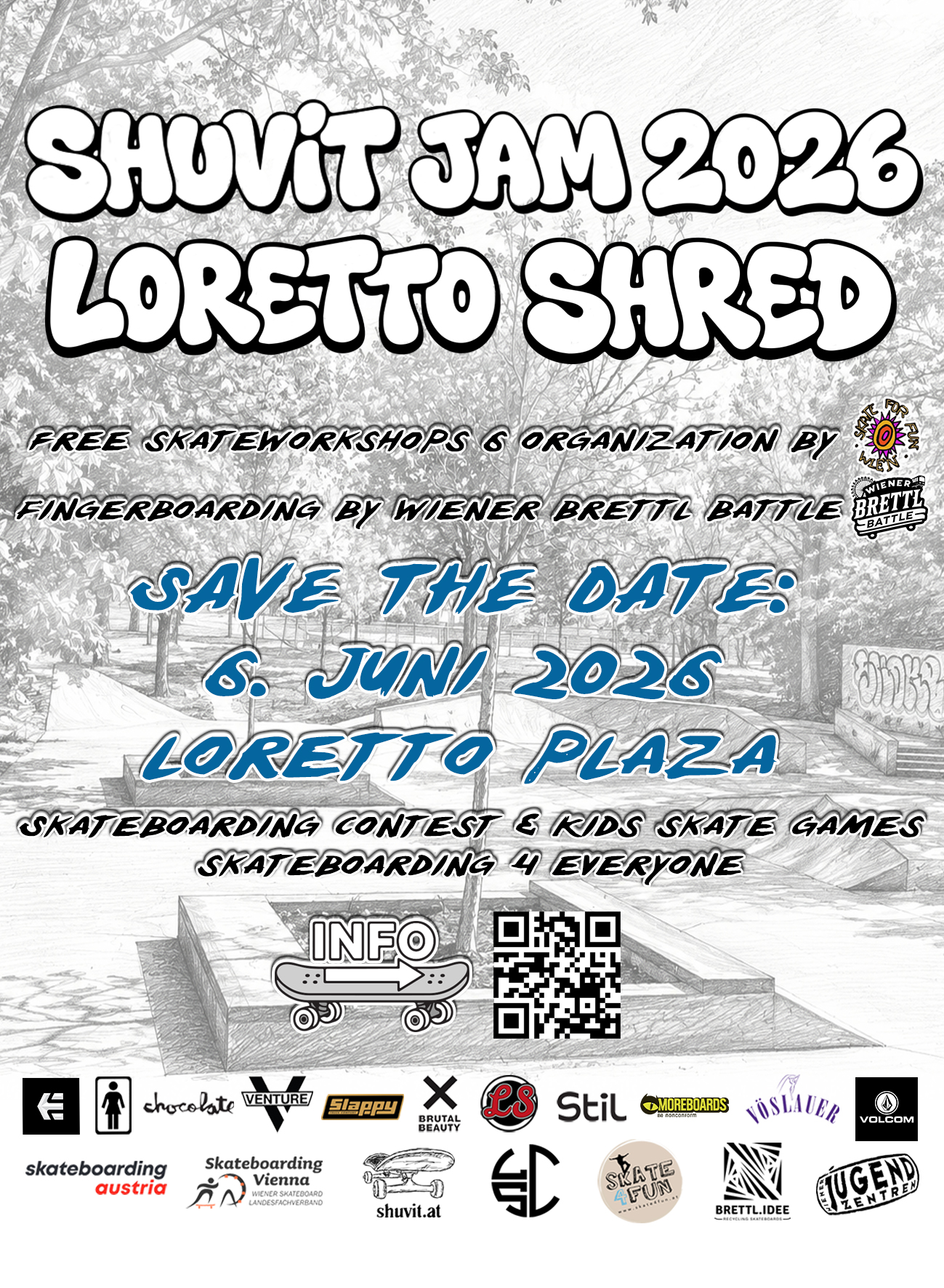 Flyer zum Shuvit Jam 2026 Loretto Shred
